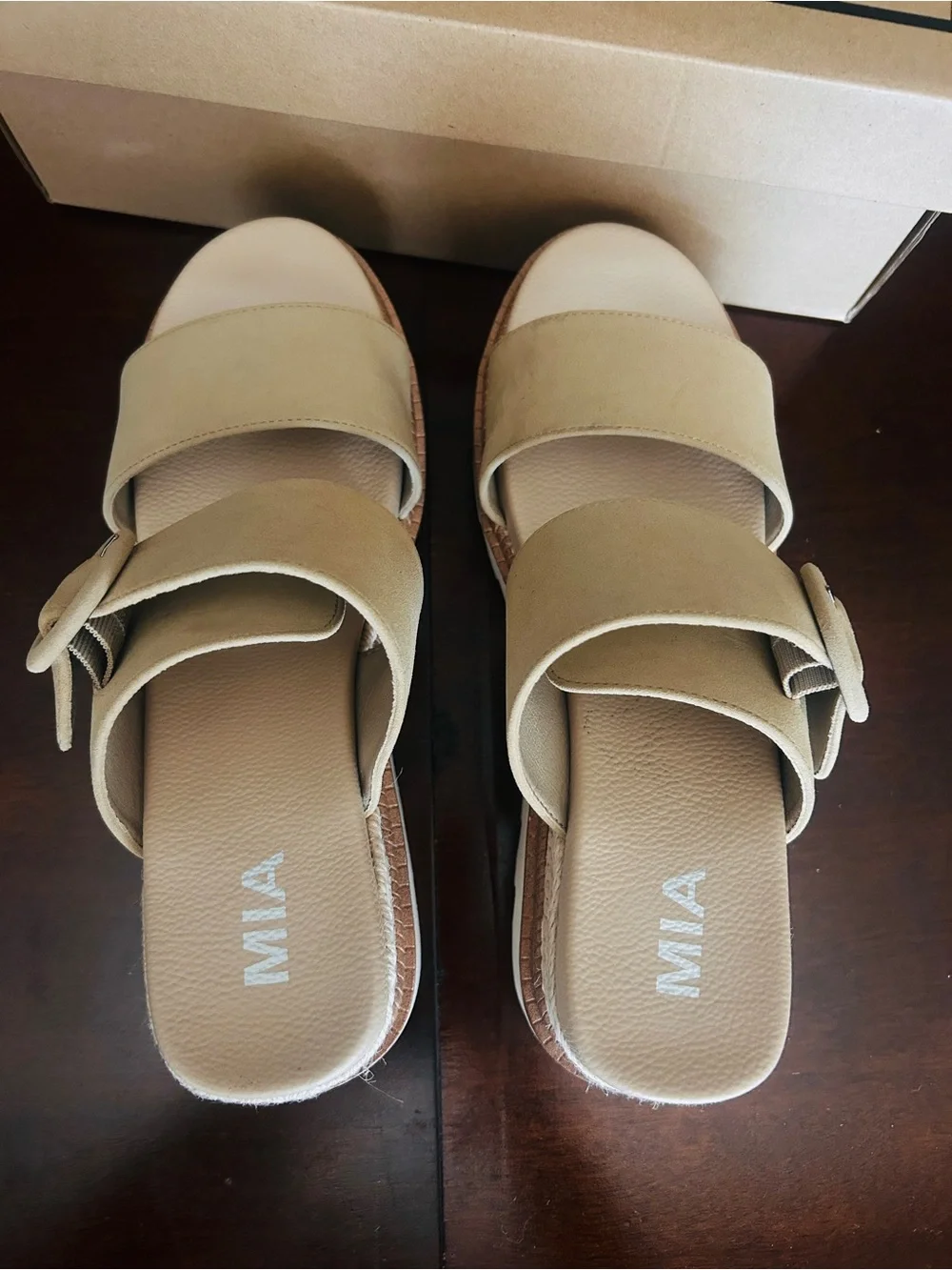 MIA Women's Beige Orla Espadrille  wedge sandal